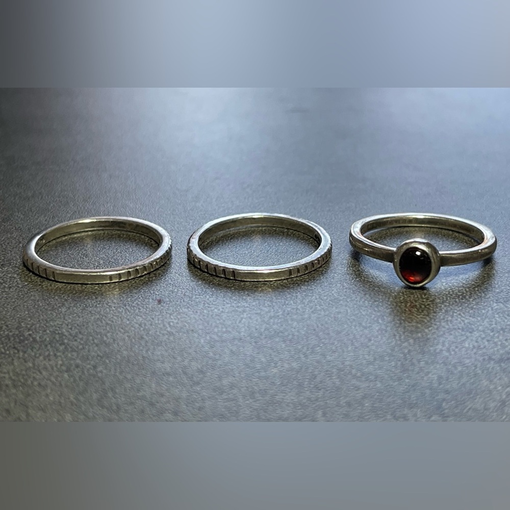 Garnet & Sterling Stack Rings (3) - Picture 12 of 14